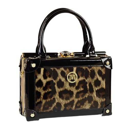 Rhinestone Buckle Evening Bag for Women Top Handle Satchel Handbags Leather Purses Hard Square Box Shoulder Crossbody Bags