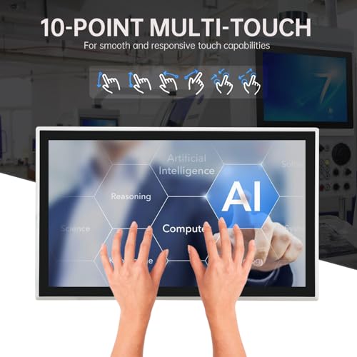 Image of 23.8-Inch Industrial Embedded Panel PC, Ratio 16:9 Multi-Touchscreen-Monitor,Industrial Touch Screen Panel Computer,WiFi & Built-in Speakers,IP65 Front,Win 10 I5 RAM 8G+256G SSD