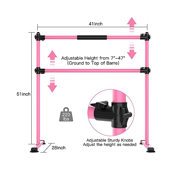 EVERYMILE-Ballet-Barre-Portable-for-Home-Kids-Ballet-Bar-41-Adjustable-Freestanding-Height-Ballet-Equipment-for-Balance-Barre-Workout-Dance-Bar-with-Leg-Stretch-Band-for-Studio-Dancers-Children EVERYMILE Ballet Barre Portable for Home, Kids Ballet Bar, 41” Adjustable Freestanding Height Ballet Equipment for Balance, Barre Workout, Dance Bar with Leg Stretch Band for Studio Dancers Children