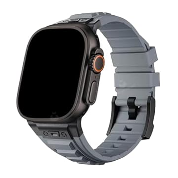 Pulseira Silicone Robusta Square Compatível com Apple Watch Ultra (Cinza-Preto, 42/44/45/49mm)