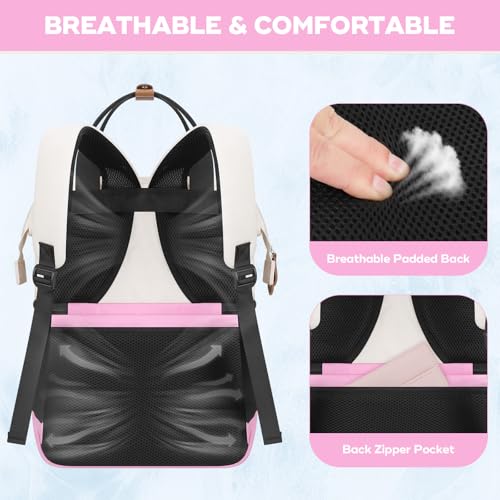 Image of Maelstrom Cooler Backpack, 36 Cans Insulated Backpack Cooler, Soft Leakproof Double Deck Cooler Bag, Lightweight Lunch Backpack for Men & Women,Perfect for Beach Travel, Camping & Work-Beige Pink | 36 Can,Keeps Food Cold For 16h,Ergonomic, Lightweight. Perfect For Men, Women, Beach, Hiking,Camping, Travel, Work