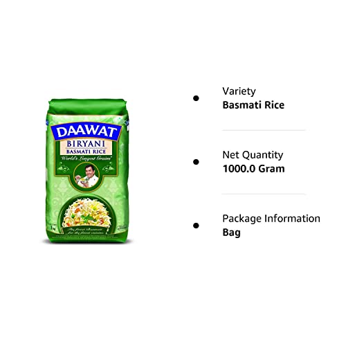 Daawat Biryani, World's Longest Grain, Aged Basmati Rice, 1 Kg Sell Rk Tech Cube