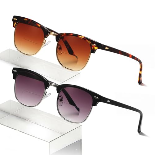 RLOZRN Bifocal Reading Sunglasses for Women, Lightweight Half-framed Sun Readers - Non-slip Silicone Nose Pads, Full Lens, Anti Glare UV400, +3.0 Magnification RLOZRN Bifocal Reading Sunglasses for Women, Lightweight Half-framed Sun Readers - Non-slip Silicone Nose Pads, Full Lens, Anti Glare UV400, +3.0 Magnification
