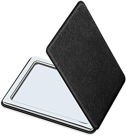 Compact Mirror for Men, Women and Girls, Black Travel Makeup Mirrors for handbag and pocket, Portable Double-Sided Mirror with Distortion Free
