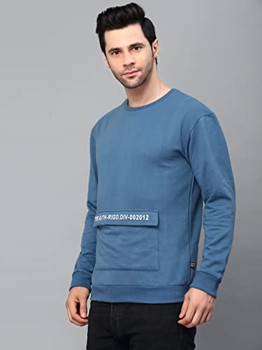Image of Rigo Fleece Printed Round Neck Sweatshirt for Men | Full Sleeves Sweatshirt for Men | Casual Wear & Stylish Sweatshirts for Men