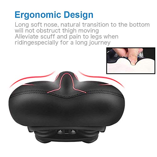 BLUEWIND Bike Seat, Most Comfortable Bicycle Seat Memory Foam Waterproof Bicycle Saddle - Dual Shock Absorbing - Best Stock Bicycle Seat Replacement for Mountain Bikes, Road Bikes-Red