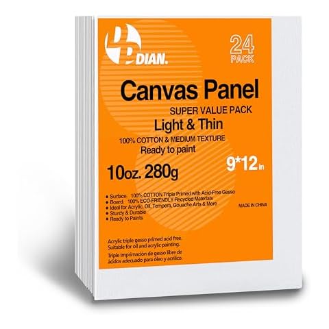 DPDIAN Canvas Boards for Painting 24 Pack, 9 inch x 12 inch Super Value Pack, Artist Canvas Panels for Oil & Acrylic Painting Cover