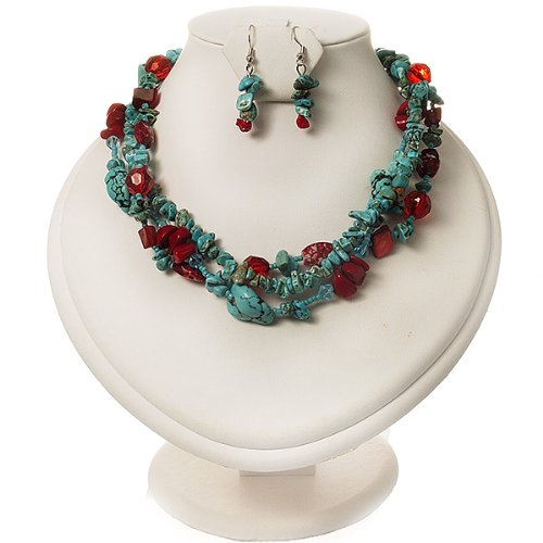 Collar turquesa multihebra con pendientes para looks de noche y eventos 2
