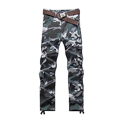 JEKE-DG Men's Casual Cargo Pants Straight Type Military Army Camo Trousers Combat Outdoor Work Pant with 8 Pockets (38,Blue Camouflage)