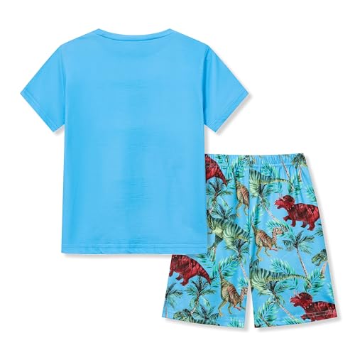 Image of Ayzozuy Boy Clothes Colorblock Top + Drawstring Waist Shorts 2 Pieces Kid Summer Outfits Set