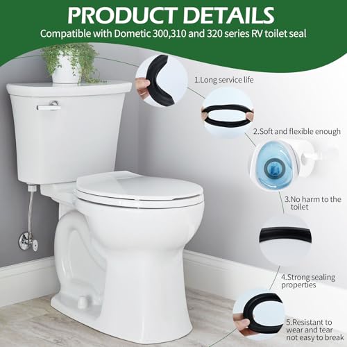 Image of 2 Pcs RV Toilet Seal,with Mounting Hardware Kit Fit 385311652 Caravan Toilet Replacement Seal and 385311658,Compatible with Dometic 300 /310 /320 Series Flange