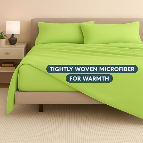 Image of King Size Microfiber Bedsheet - Hotel Luxury 1800 Series - Ultra-Soft & Wrinkle-Free - Sage Solid Color - Includes Pillow Covers