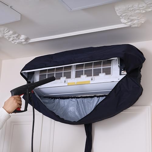 Image of Waterproof Split AC Indoor Unit Wash Cover | AC Service Cleaning Bag for Coil, Filter & Dirt Cleaning | Indoor AC Washing Cover (Navy Blue Fabric Polyster, 52 Inches upto 2 Ton)
