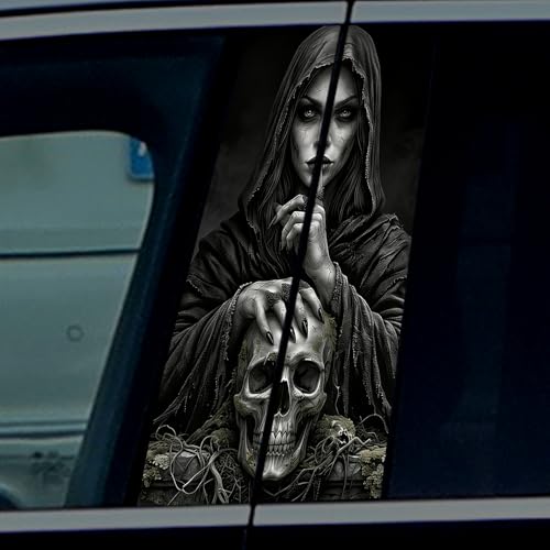 Image of Halloween Cars Body Horror Sticker, Classic Horror Movie Characters Peeking Decal Michae Waterproof Scary Vinyl Stickers for Bumper Car Decals 11in*18.89in (Shh Beauty)