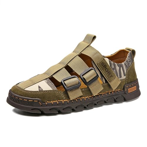 Mens Hiking Sandals Closed Toe Athletic Sport Sandals Leather Athletic Lightweight Trail Walking Casual Water Shoes