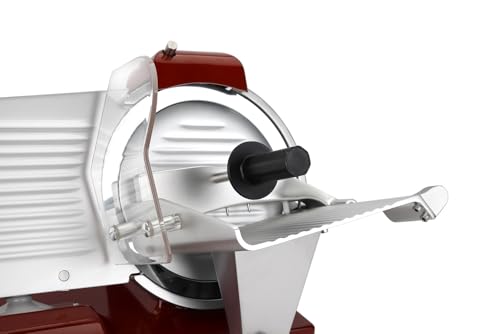 10" Premium Chromium-plated Steel Blade Electric Deli Meat Cheese Food Slicer with Serving Plate Commercial and for Home use 240W Classic Red