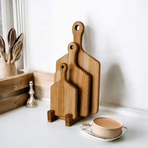 Image of Wooden Cutting Board Set of 3, Natural Solid Wood Chopping Cutting Board for Kitchen | Wooden Chopping Board /Serving Board, Platter for Vegetables, Fruits & Cheese