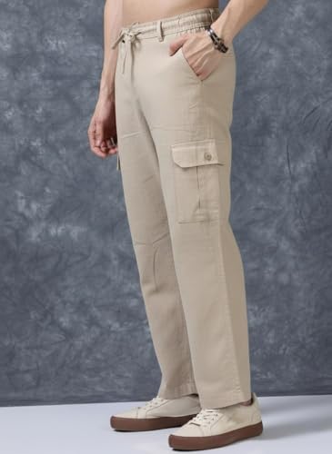 Image of Men's Multi Color Cargo Casual Trousers | Men's Regular Fit Straight Pants | Comfortable Stylish Cargo for Men | Soft Fabric for Everyday Wear, Travel & Office | Linen Cotton Bottom Wear