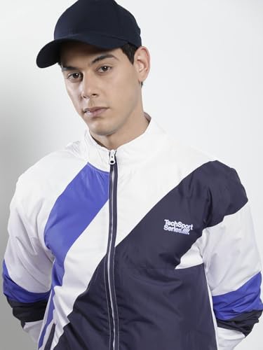 Image of The Indian Garage Co Men Regular Fit Colorblocked Wind Cheater