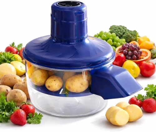 Eplucheur Pomme de Terre,éPlucheur de Pommes de Terre éLectrique Rechargeable Automatique à Un Bouton avec Lame en Acier Inoxydable pour Pommes de Terre, Carottes, Ail
