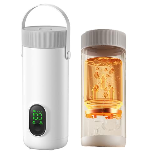 KACBFEE Mini bollitore Elettrico da Viaggio, Piccolo bollitore Elettrico Portatile con Controllo della Temperatura, bollitore in Acciaio Inox da 350 ml, scaldabagno a ebollizione Rapida, per Ufficio