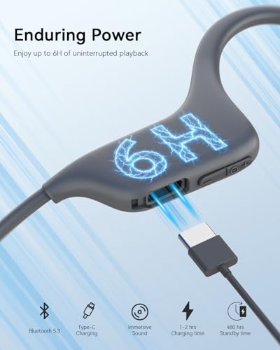 Image of SANOTO Bone Conduction Headphones Bluetooth Open Ear Headphones with Mic, Lightweight Bone Conduction Earbuds IPX5 Waterproof Sport Wireless Earphones for Running Cycling Workout | Lightweight Bone Conduction Earbuds IPX5 Waterproof Sport Wireless Earphones for Running Cycling Workout