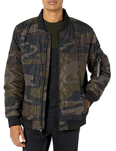 Image of Calvin Klein Men's Quilted Zipper Detail Flight Jacket