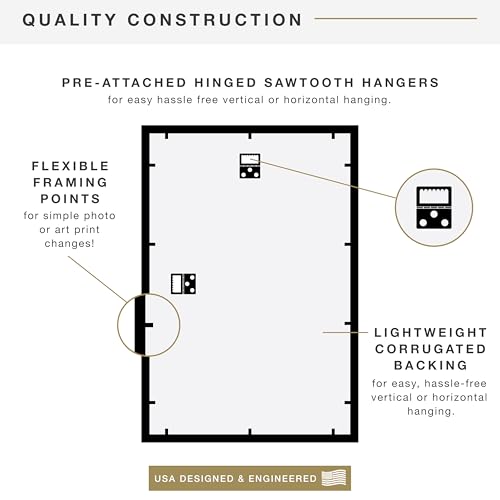 MCS Trendsetter 12x18 Poster Frame Black High-Gloss, Vertical & Horizontal Wall Hanging Large Picture Frame for Photos, Posters & Art Prints (2-Pack)