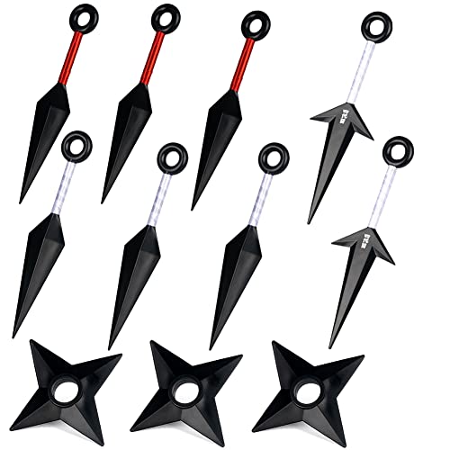 Ninja Cosplay Kunai Set 10 Pcs Props Big Kunai Plastic Toy for Japanese Ninja Cosplay Accessories Black