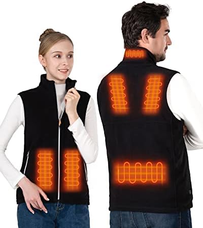 burngogo Heated Vest for Men Women, Fleece Heated jacket with 6 Heating Zones, 3 Heating Levels Electric Vest, Battery Not Included