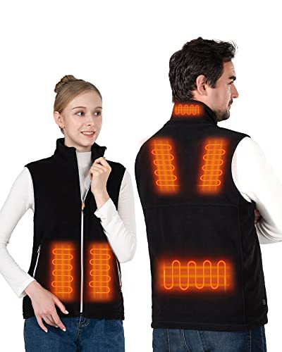 Burngogo Heated Vest For Men Women, Fleece Heated Jacket With 6 Heating Zones, 3 Heating Levels Electric Vest, Battery Not Included #TOP27