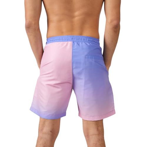 Naruto Sakura & Naruto Line Art Men's Purple & Pink Ombre Board Shorts4