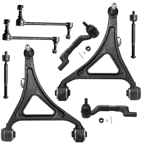 Image of Detroit Axle - AWD Front End Kit for 12-14 Chrysler 300, 12-15 17-23 Dodge Charger, 2 Lower Control Arms w /Ball Joint 4 Tie Rods 2 Sway Bars 2012 2013 2014 Replacement - 8pc Set