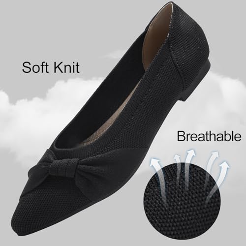 Image of HIULYCENCE Pointed Toe Flats for Women Ballet Flats | Comfortable Dressy Knit Lightweight Casual for Work Office Womens Flats