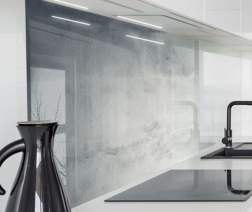timalo Küchenrückwand Glasoptik | Acryl Glas 2mm | Spritzschutz Wand für Herd Glasrückwand Acrylglas Wandpaneele Rückwandschutz Platte | 60x40cm Beton blau grau