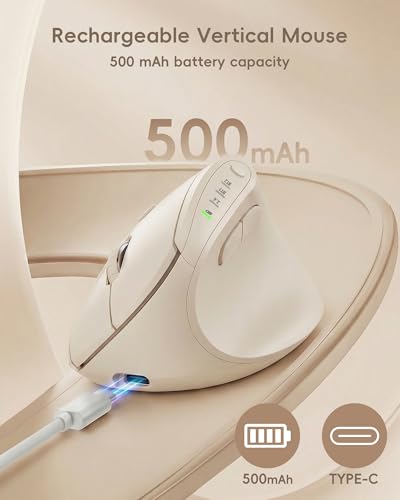 Image of My Little Pony Ergonomic Vertical Mouse, VM01 Dual-Mode (2.4GHz /Bluetooth) Wireless Silent Mouse with LED Battery Indicator, 6 Buttons Silent Clicking Mouse for Wrist Comfort, PC, Laptop, Mac(Cream)