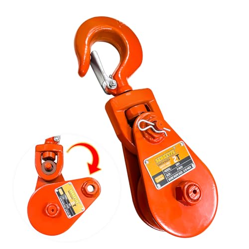 SENKEYFE Snatch Block with Hook, Snatch Block 2 Ton WLL, 3" Sheave for 3/8" Inch Wire Rope, Snatch Block Pulley for Rollback Wrecker Car Hauler, Tow Truck Accessories, Winch Accessories