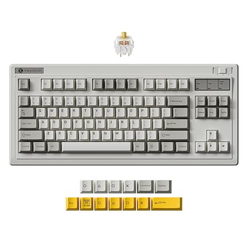 Image of Keychron R3 Retro Wireless Mechanical Keyboard, 80% TKL Hot Swappable RGB Tactile Banana Switch, QMK Tri-Mode(2.4 GHz /Bluetooth /Wired), Compatible with Mac PC Linux