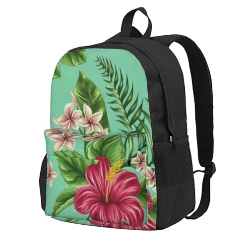Sac à dos hawaïen imprimé feuilles tropicales fleurs imperméable et ultra léger pour adulte