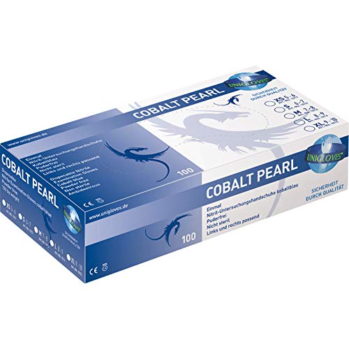 Einmalhandschuhe PEARL ColorLine von Unigloves, Nitril, verschiedene Farben Cobalt S small