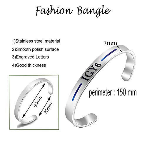 Detailed IGY6 Cuff Bracelet Thin Blue Line Bracelet Police Officer Support Gift (cuff)2