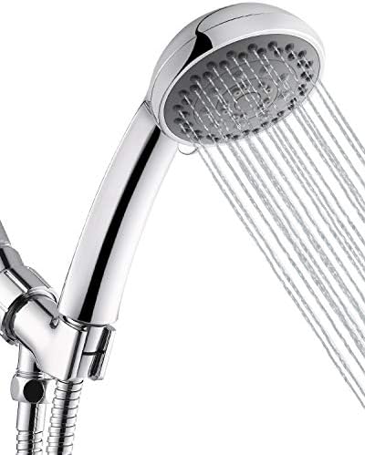 High Pressure Handheld Shower Head, Axioblis 5 Functions Powerful Water Spray Showerheads against Low Pressure Water Flow with Stainless Hose and Adjustable Mount, Chrome