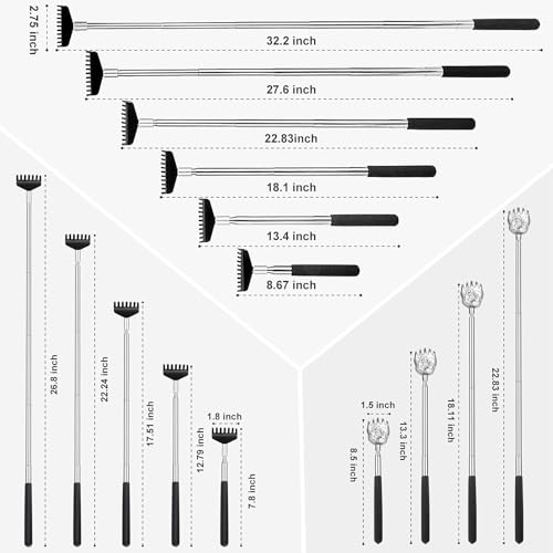 Image of Oversized Back Scratcher Gift Set, 3 Pack Portable Extendable Stainless Steel Telescoping Massage Tool, Gift /Stocking Stuffers for Men Women