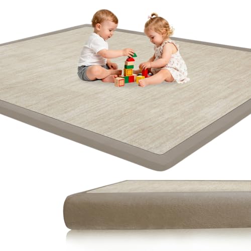 Voxirum Alfombra Infantil Poble, Gimnasio Bebe - Manta De Juegos Bebe 2 CM Grosor - Manta Actividades Bebe - Tapete De Actividades Bebe - Gimnasio Infantil Bebe - Regalo Bebe Beige 50 x 100cm