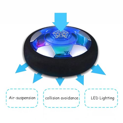Image of Hover Football Indoor Floating Hoverball Soccer Air Football Smart Indoor Hover Football Electric Floating Air Ball with LED Lights Soft Foam Bumpers Toy Fun Toy for Boys Kids