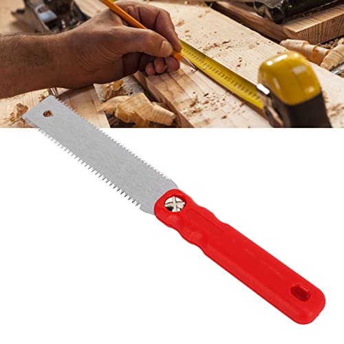 Japanese Pull Saw Plastic Handle Razorsaw Flush Cutting Double Edge Saw for Woodworking, Red and Silver - Image 4
