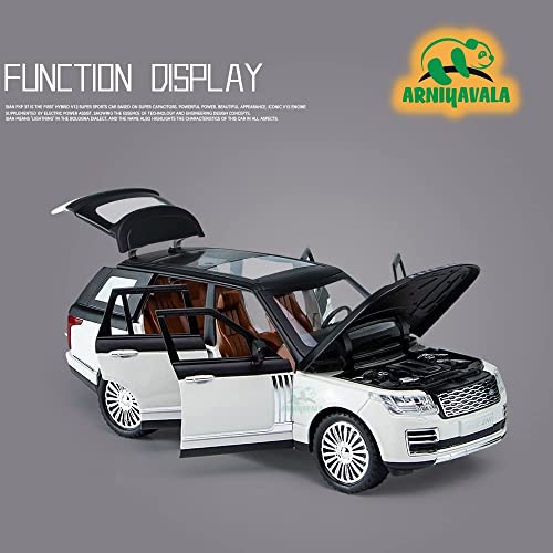 Image of 1:24 for Land Rover Range Rover SUV Car Model Simulation Sound and Light Pull Back Alloy Car Collection Ornaments Boy Toy Cars Scale Model Car【Colors as Per Stock】