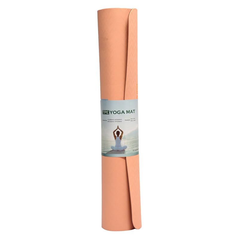 Image of Extra Wide Non Slippery TPE 6ft x 2.62ft x 6mm Yoga Mat for men, Women and Kids with hopscotch Play mat comes with Wooden Marker and bag cover - Orange