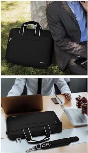 Ferkurn Laptop Bag Case for Women Men, Messenger Computer Bag Briefcase with Shoulder Compatible with Macbook Pro/Air, HP Pavilion, XPS Latitude, ASUS, Acer, Samsung, Black, 15 15.6 16 Inch - Image 2