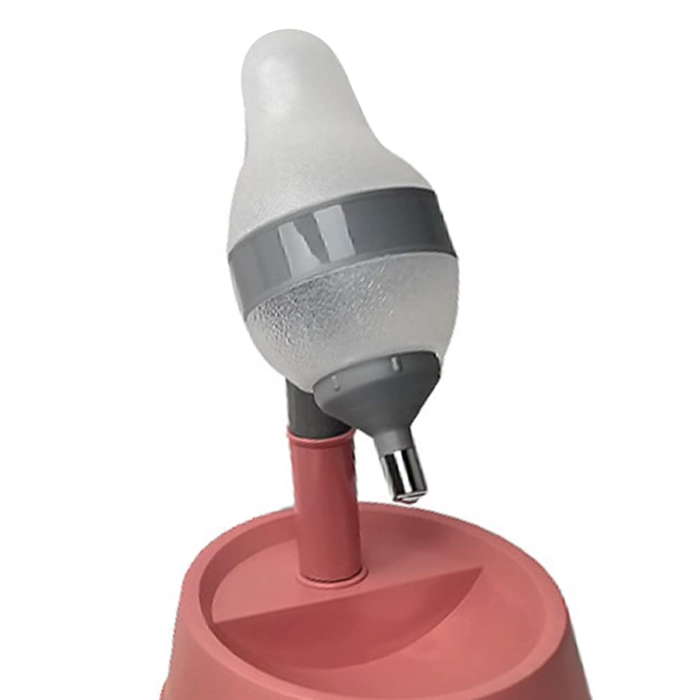Hotumn Dispensador de agua de pie para mascotas, altura ajustable, cuenco de pie con poste desmontable que alimenta automáticamente agua para cachorros, perros, gatos y mascotas pequeñas (rosa y gris)